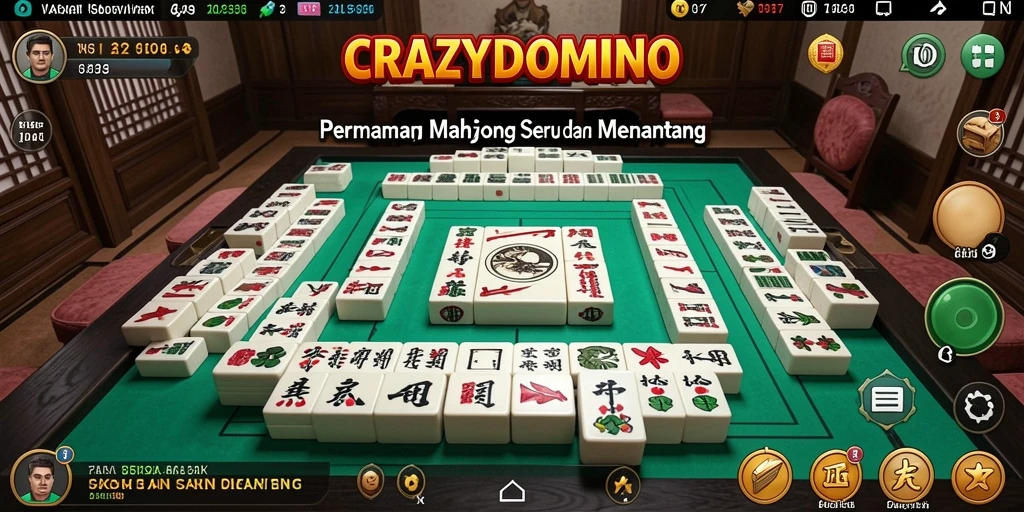 Tampilan gameplay seru di CRAZYDOMINO dengan ubin Mahjong.