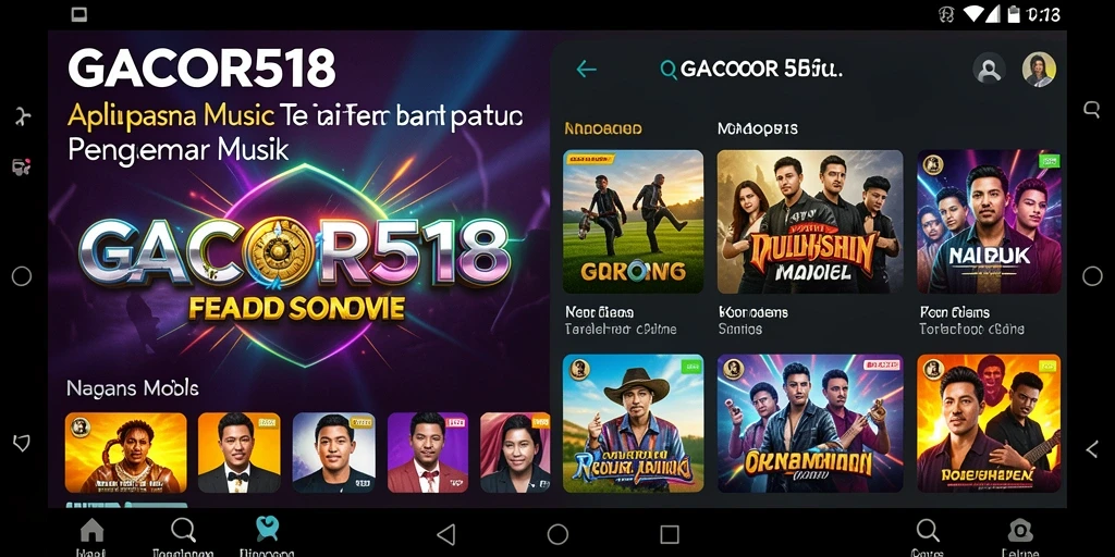 Tampilan antarmuka GACOR518 dengan berbagai fitur musik.