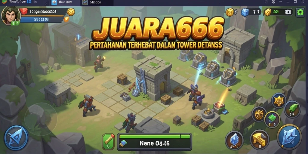 Tangkapan layar JUARA666 menunjukkan seru dan menegangkan saat bermain Tower Defense.