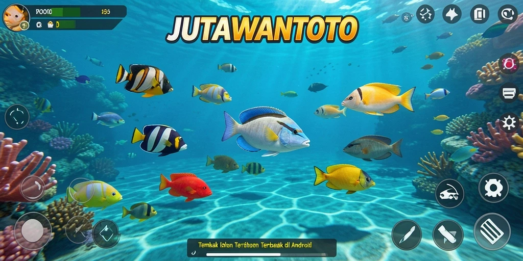 Screenshot JUTAWANTOTO menampilkan pemain yang sedang menembak ikan.
