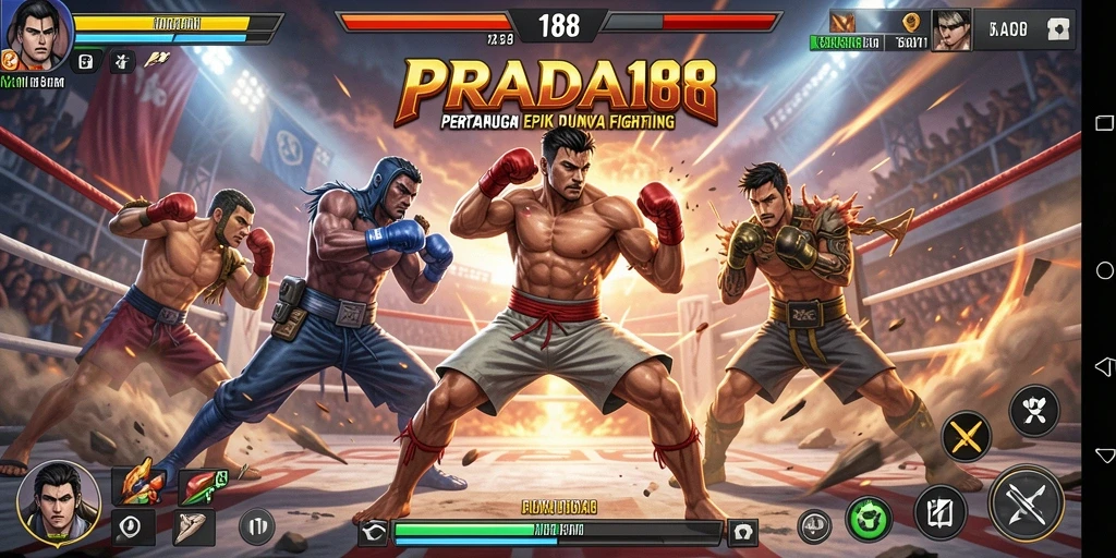 Screenshot game Fighting PRADA188 dengan aksi pertarungan seru.