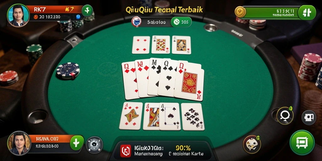 Screenshot RK77 menampilkan aksi seru permainan QiuQiu.