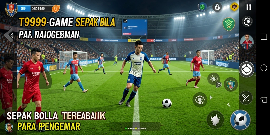 Tampilan gameplay menarik dari T9999 yang penuh aksi sepak bola.